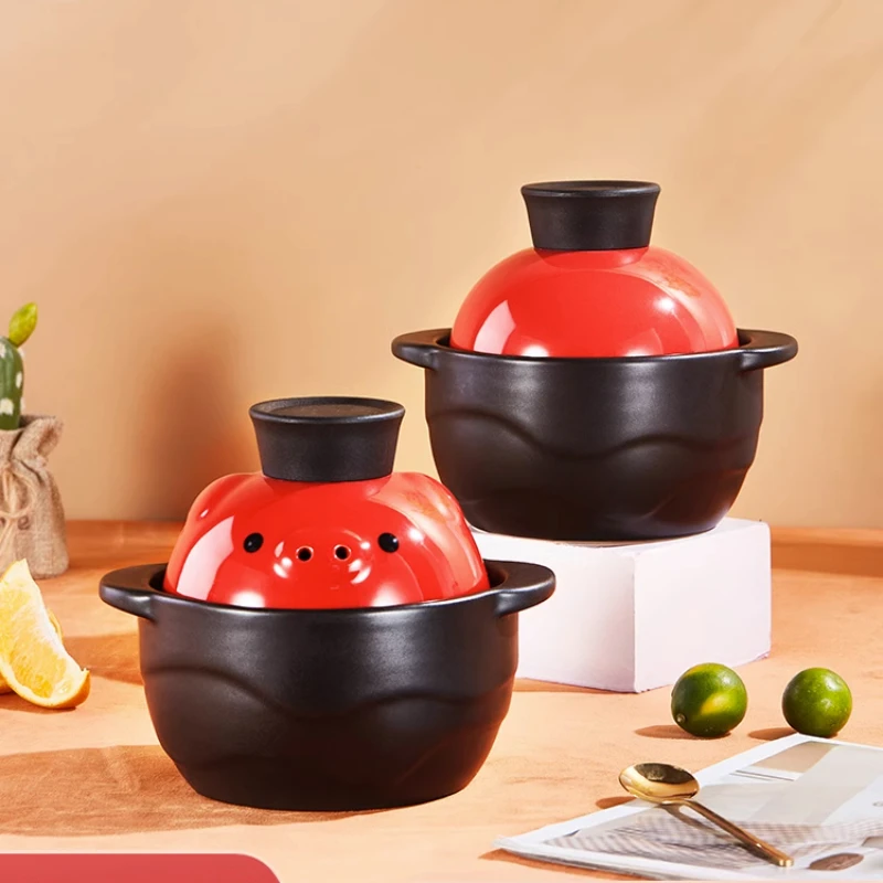 Red Retro Kitchen Casseroles High Temperature Resistant Ceramic Cookware  Japanese Household Stew Pot High Appearance Cooking Pot - AliExpress