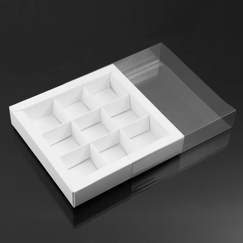 10PCS Chocolate Macarons and Mooncake Boxes with 4/9 Grid Inserts, PVC Transparent Wind... - SKU TWGP1111 - UGI Packaging