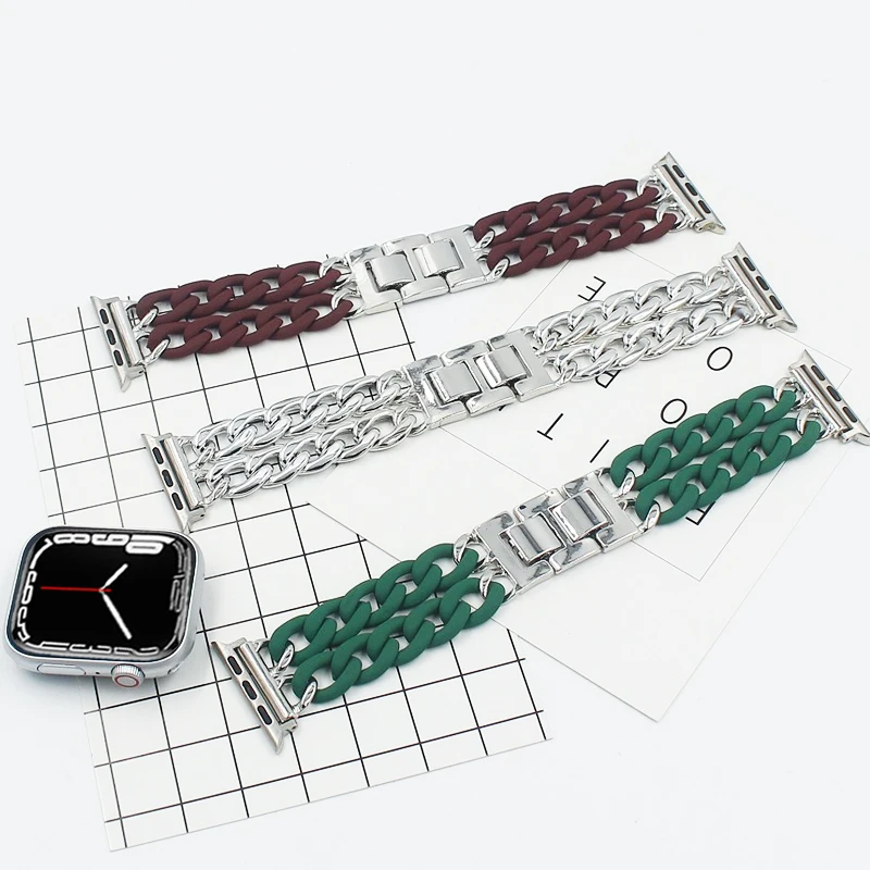 Resin Strap For Apple Watch band Series 7 45mm 41mm correa iwatch 44mm 40mm 42mm 38mm wrist bracelet Iwatch 6 5 4 se Accessories