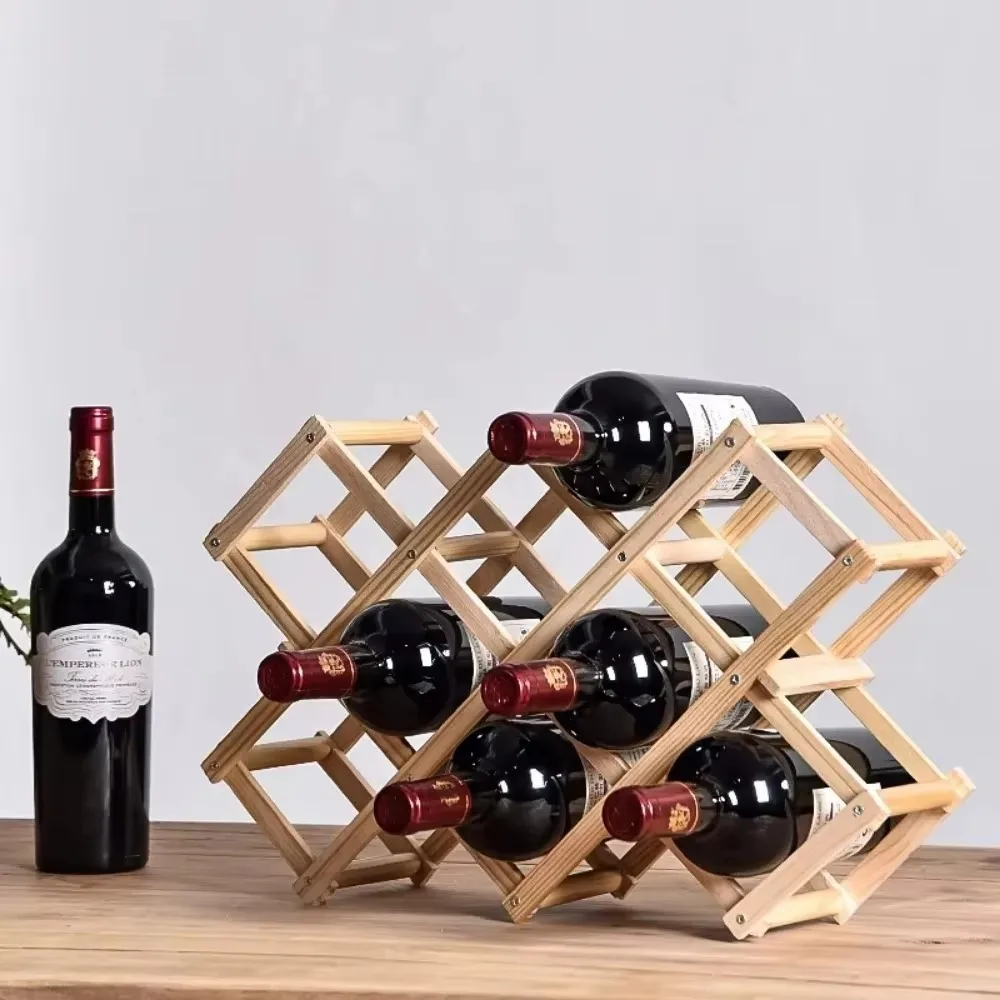 Folding Wine Rack Wooden Diamond Shaped Display Rack Living Room Free-standing Wine Cabinet Vintage Creative Wines Bottle Stand