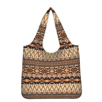 African Ethnic Pattern Women's Shopping Bag - Aztec Design Large Capacity Messenger Bag with Storage Pocket