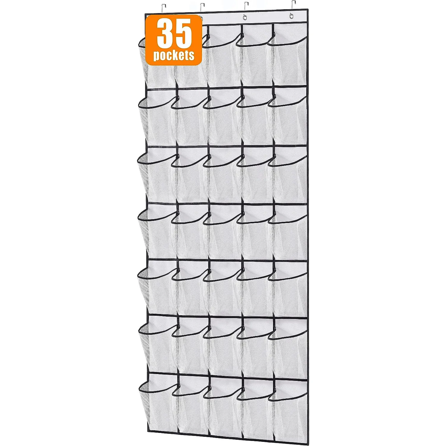 35 Pockets Over the Door Shoe Organizer Large Mesh Pockets With 4 Hooks Transparent Fabric Shoe Rack Storage Bag For Bedroom 5