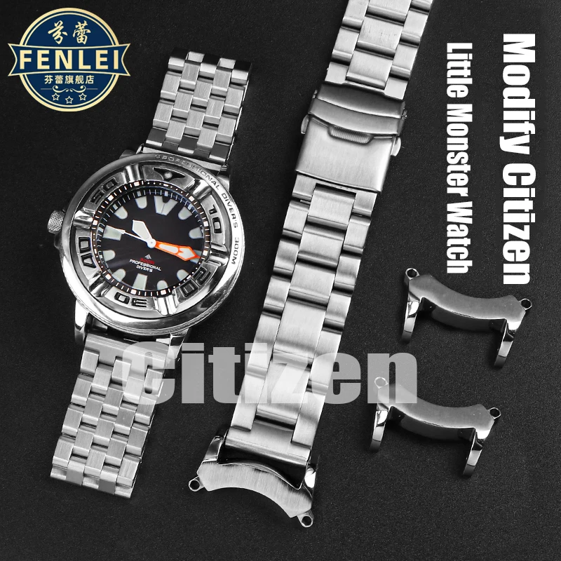 Per Citizen Bj8050-08E Più Stile Cinturino Per Orologio Alette In Acciaio Inossidabile Connessione Testa Cinturino Modificato Braccialetto Little Mons