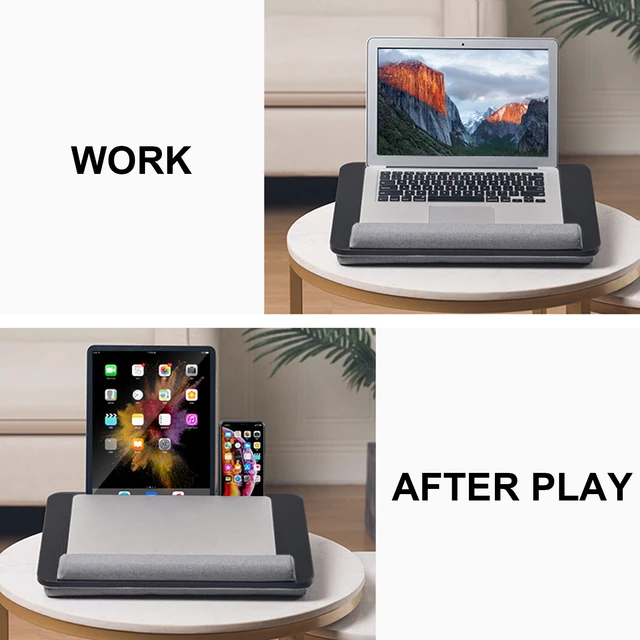 Large Lap Laptop Desk - Portable Lapdesk with Mouse Pad & Wrist Rest for Notebook, MacBook, Tablet, Bed, Sofa, Working, Writing, Drawing(Wood Black