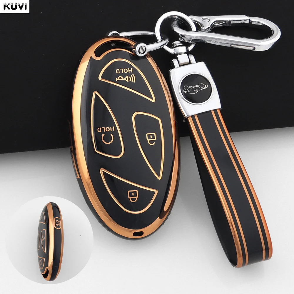 Elegant TPU Car Remote Key Case Cover with Keychain - Protective Accessory