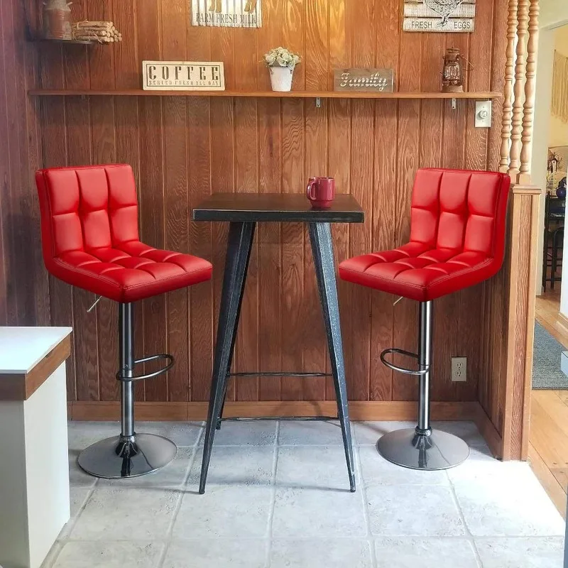 

Bar Stools Set of 4 - Modern Adjustable Kitchen Island Chairs Counter Height Barstools Swivel PU Leather Chair 30 inches