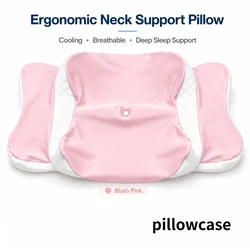 Ergonomic Memory Foam Neck Pillow with Orthopedic Support and Multi - Color Pillowcase - No plug (BluSh - Pink - pillowcas)