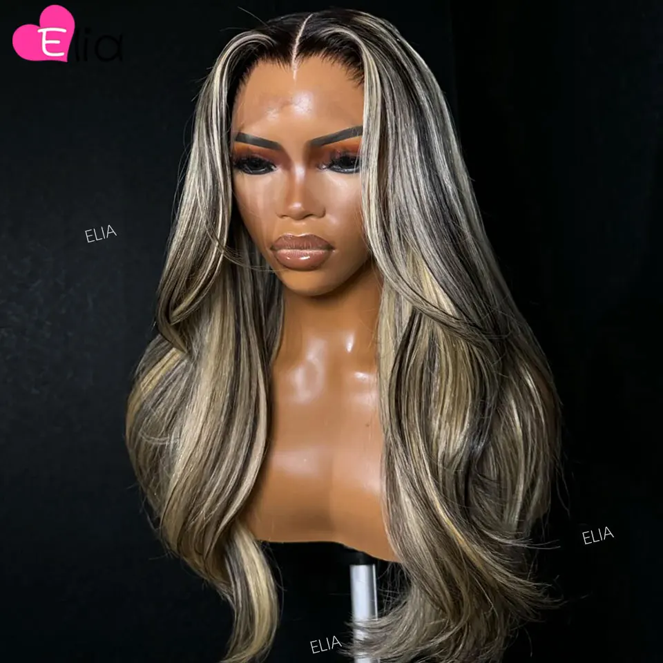 Human Hair Wig 613 with Black Highlights Transparent 13x6 Lace Front Straight 13x4 Lace Frontal For Women Preplucked