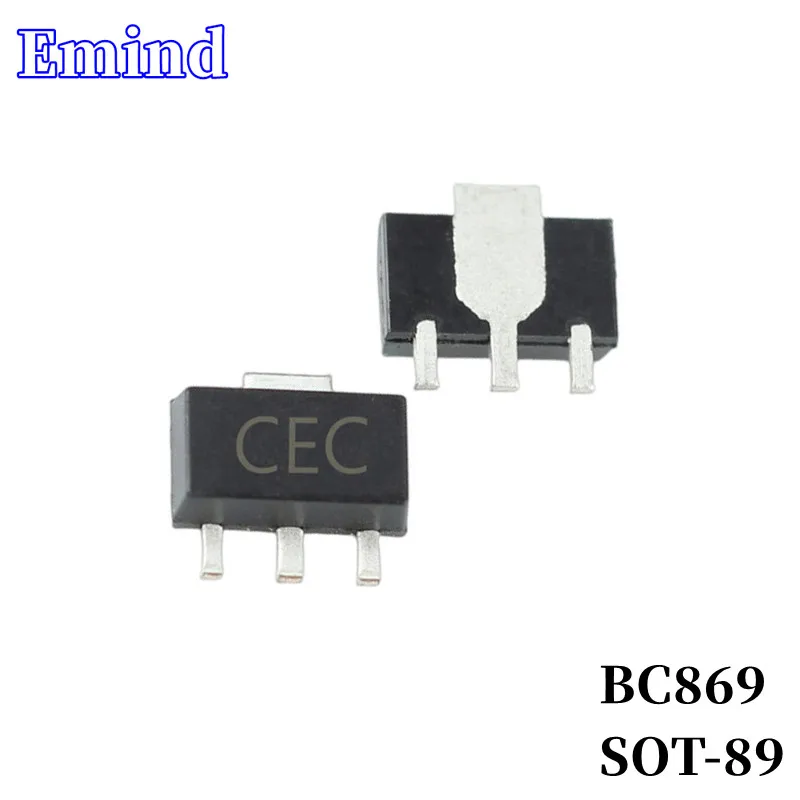 

100Pcs BC869 SMD Transistor Footprint SOT-89 Silkscreen CEC Type PNP 20V/2A Bipolar Amplifier Transistor