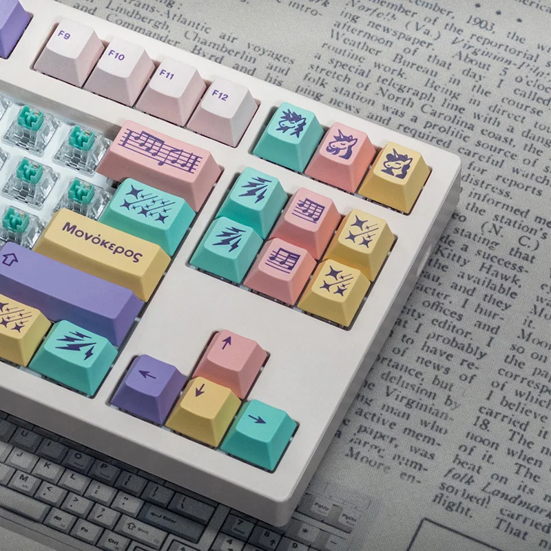 Luva Domikey Unicorn Tema Keycap Set, PBT,