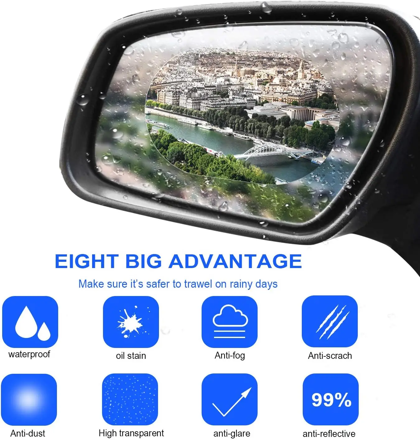 Waterproof Car Rearview Mirror Protective Film Anti Fog Rainproof