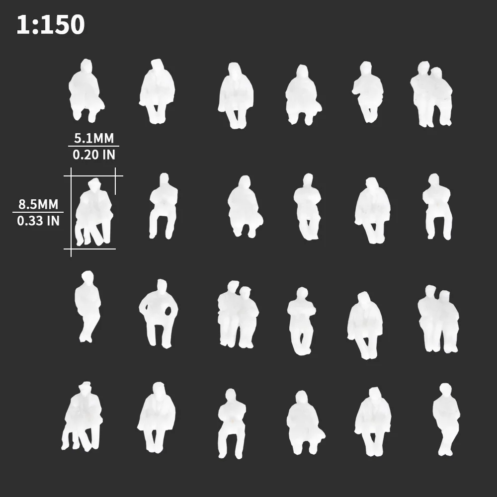 Scale 1:87/100/150/200 Sitting White People Model ABS Figures Man For Train Passenger Scene Sand Table Diorama Materials