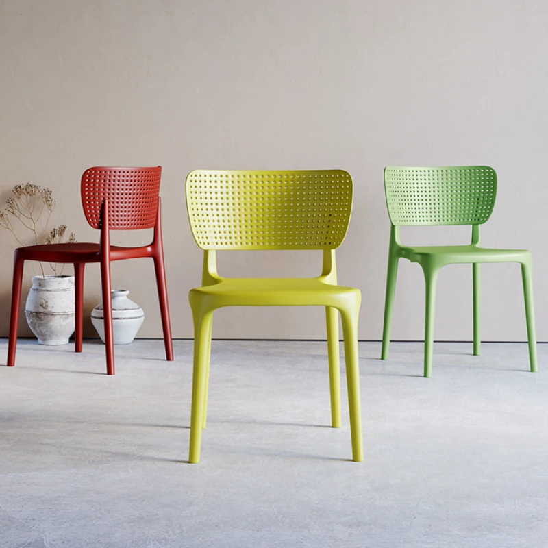 

Nordic Household Plastic Dining Chair Simple Leisure Honeycomb Hole Chair with Backrest Fashion Negotiating Chairs Outdoor Stool