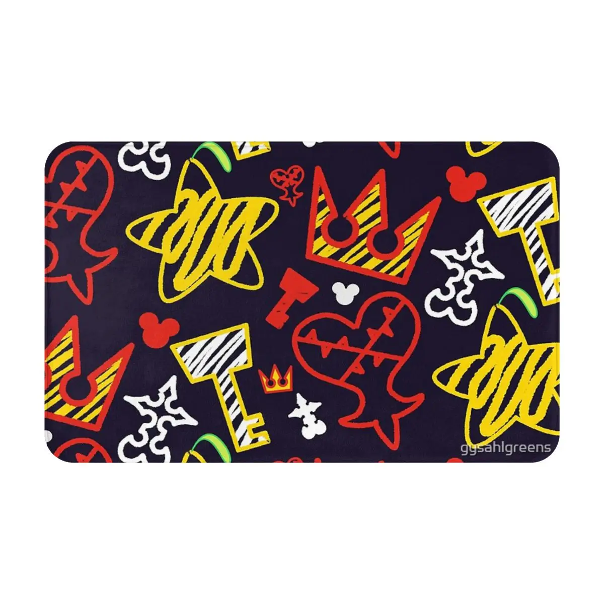 Kingdom Hearts Crayon Style Pattern - Bright A Tappeto Zerbino Tappetino Da Bagno