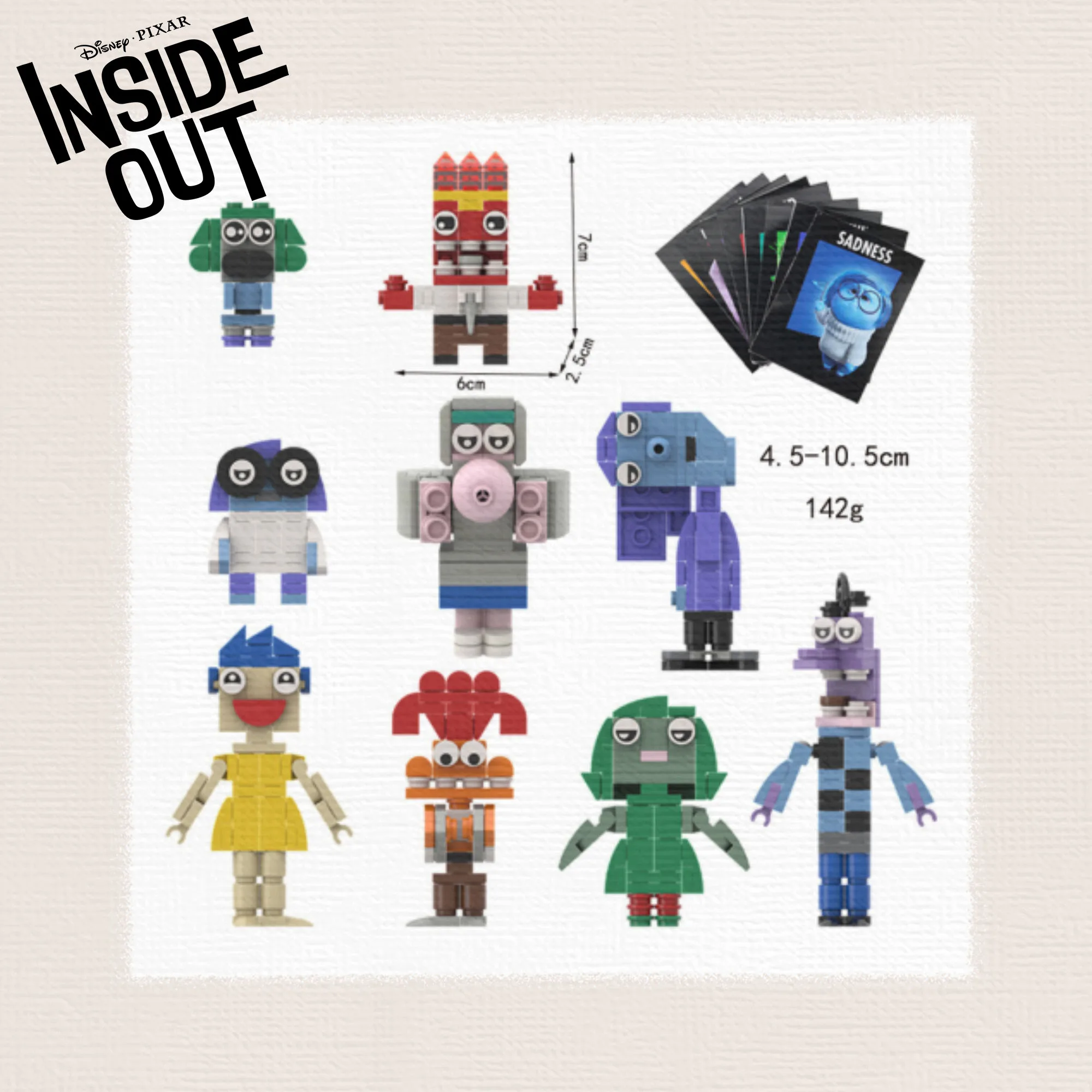 

9pcs Disney Inside Out 2 Toy Building Blocks 9 Movie Games Peripheral Hand Action Figure Display Doll Children Wholesale