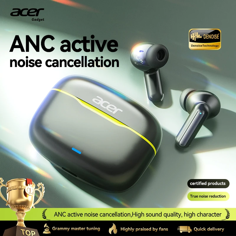 Acer In-Ear Wireless Bluetooth Headphones with Active Noise Cancellation and Dolby Surround Sound for Extended Music and Gaming Sessions