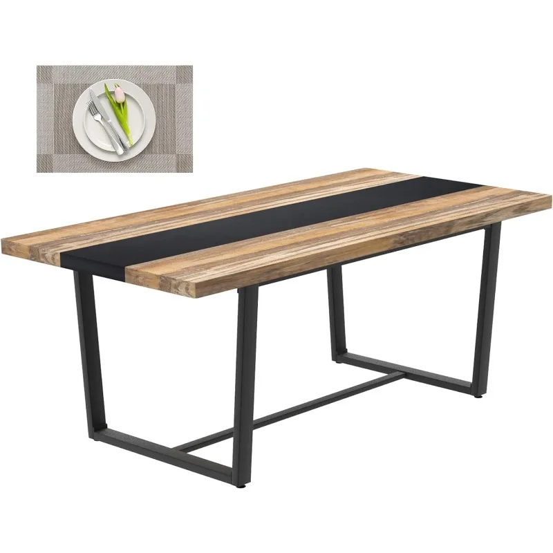 

STHOUYN 71" 6ft Large Dinner Table for 6 8 Seat Dining Room Table, Rectangular Farmhouse Modern Kitchen