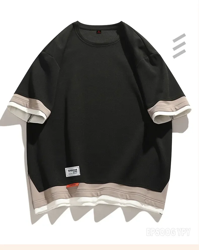 Große 8xl neue Sommer Herren T-Shirt Mode Farb kollision kurz ärmel ige Männer lose und vielseitige T-Shirt – Detail 13