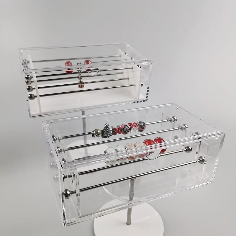 Large Capacity Bracelet Charm Collection Case Rondelles Beads Acrylic Organizer Storage Box Pendant Trollbeads Holder Stand Rods