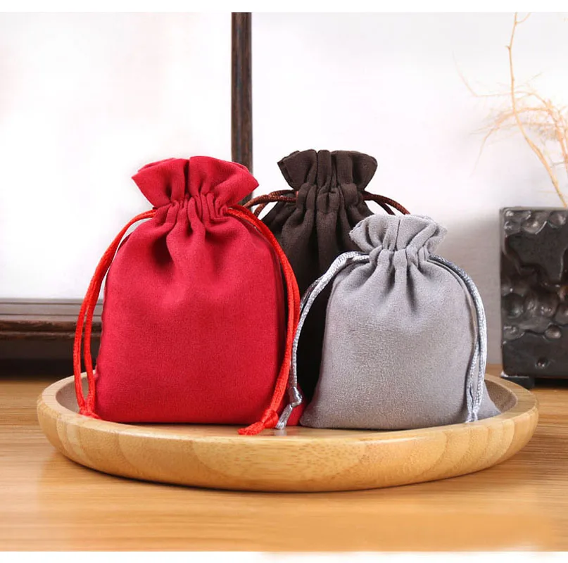 50pcs/lot 8x10cm, 10x12cm Christmas Wedding Party Gift Package High Quality Velvet Jewelry Bag Small Drawstring Bags Pouches