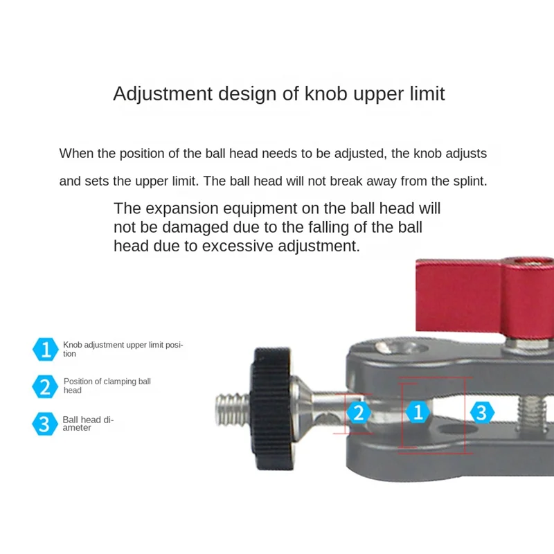 HFES 조절식 암 마운트 더블 볼 헤드 DSLR 카메라 용 1/4 인치 나사 라이트 삼각대 라이브 핫슈 브래킷 유형