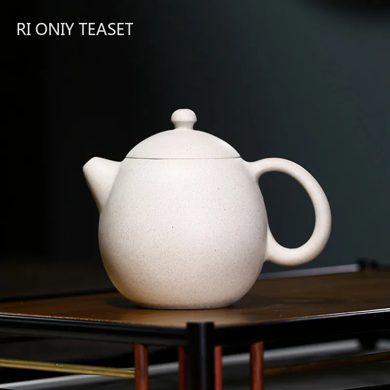 

220ml Chinese Yixing Purple Clay Teapots Handmade Dragon Egg Tea Pot Raw Ore White Section Mud Beauty Kettle Zisha Tea Set