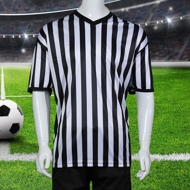 Camiseta de árbitro de fútbol y baloncesto para hombre, camiseta de manga  corta a rayas con cuello en V, ropa deportiva para árbitro profesional -  AliExpress