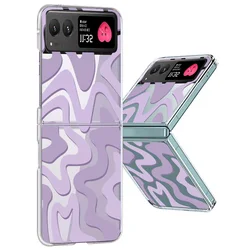 Stripe Pattern Shockproof Clear Folding Phone Case - Slim Transparent Hard Back Cover for Razr 50 (A161 Purple)