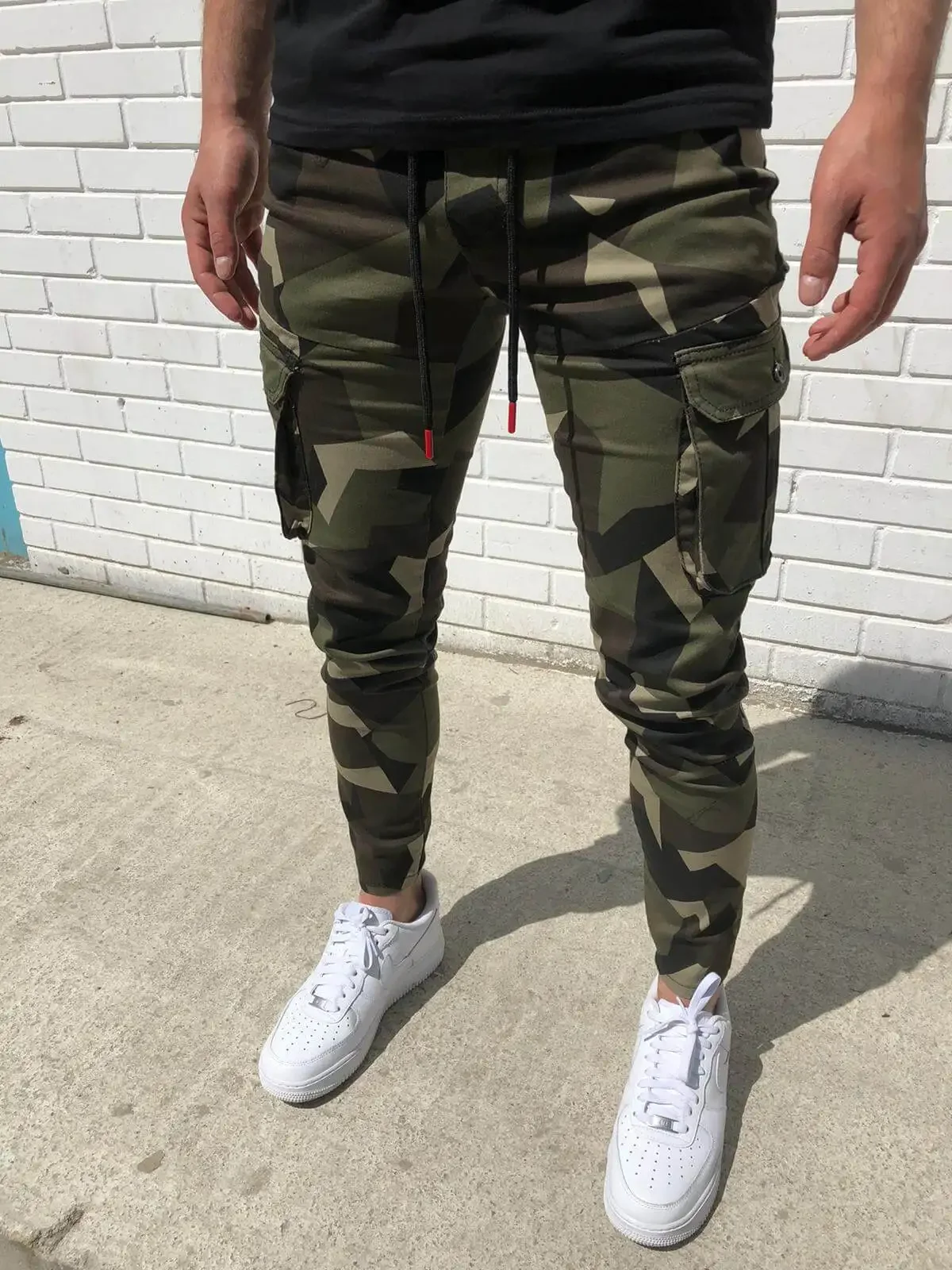 Camouflage Sports Pants Men's Fitness Running Training Trousers Plaid Casual Brothers Maze Patterned Exercise Long Trousers