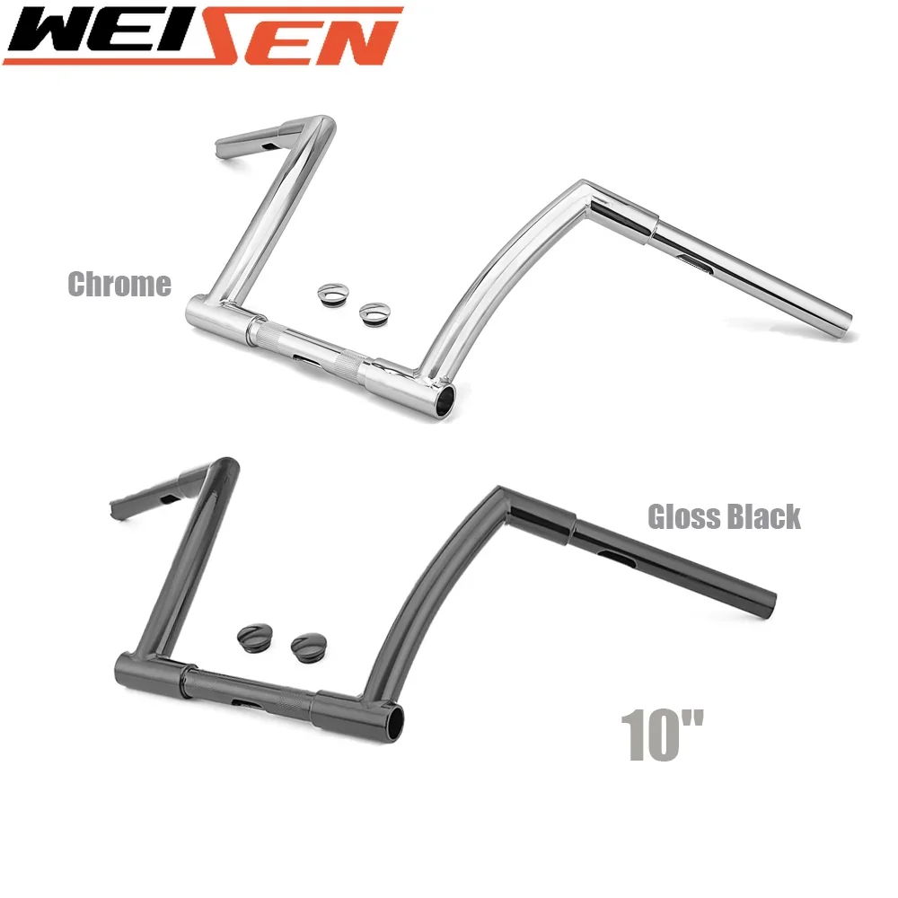 

Motorcyle 10" Rise Ape Hangers Handlebar Z Bar Easy Wire For Harley Softail Fat/Street Boy Dyna Road Glide Seamless Steel Pipe