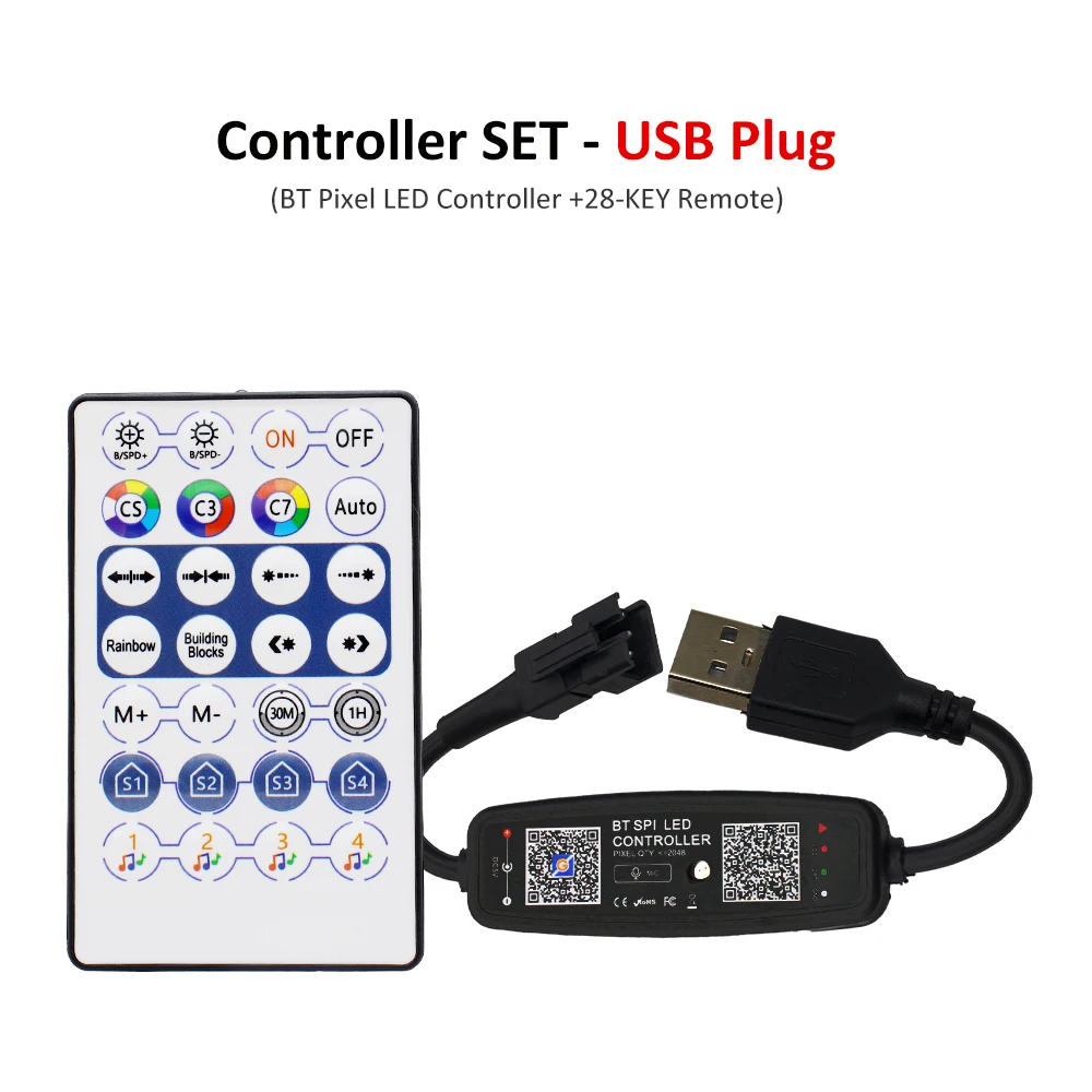 ตัวเลือกสินค้า คอนโทรลเลอร์ LED สี RGB บลูทูธ ควบคุมได้ทั้ง USB และ SPI