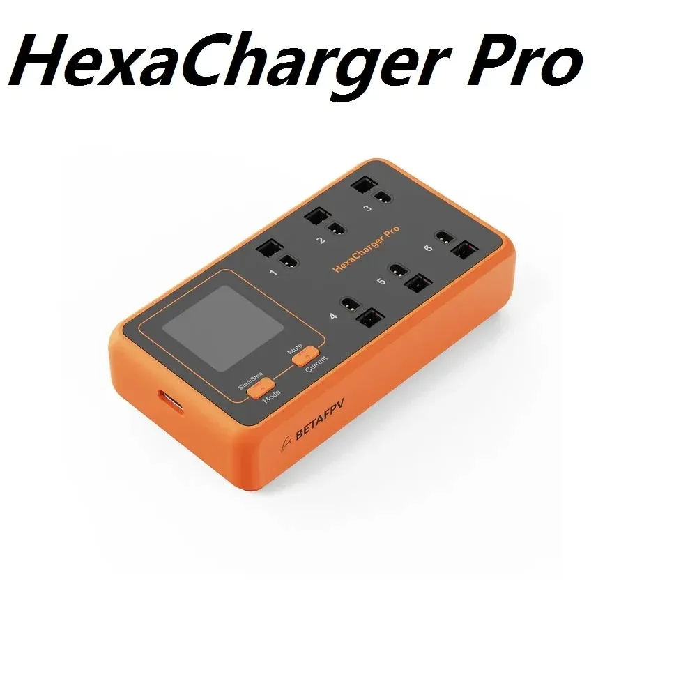Écran LCD du chargeur HexaCharger 1S affichant les paramètres de charge pour batteries RC