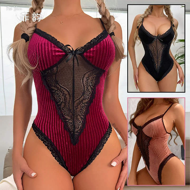 

Onlyfans Underwear Women's Sexy Lingerie Velvet Lace Bodysuit Open Back Allure Sleepwear Sex Clothes Intimate Women's Clothing18