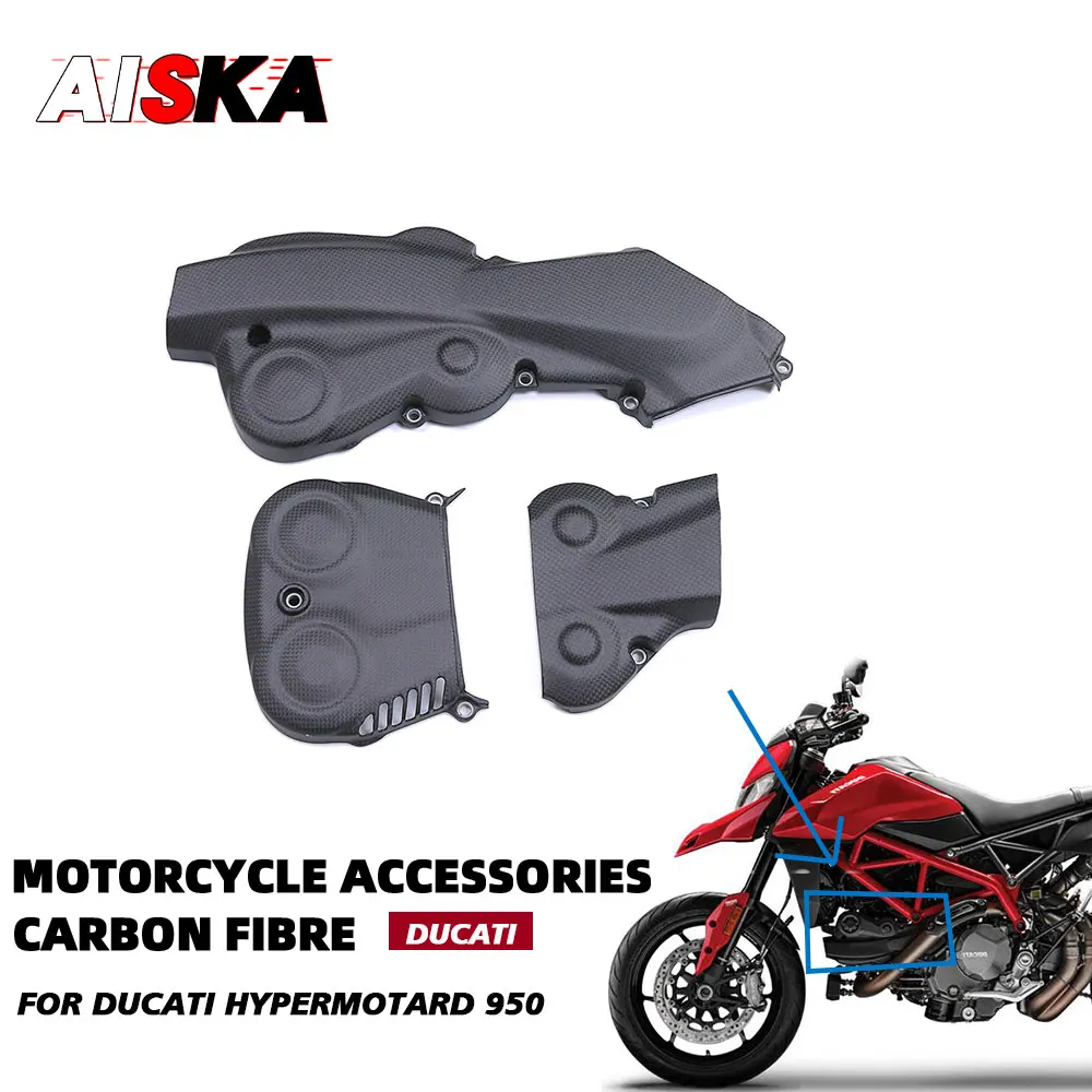 

Real Carbon Fiber Motorcycle Belt Covers Kit For DUCATI Hypermotard 950 SP RVE 2019 - 2024 Engine Cowl Cambelt Guards Protector