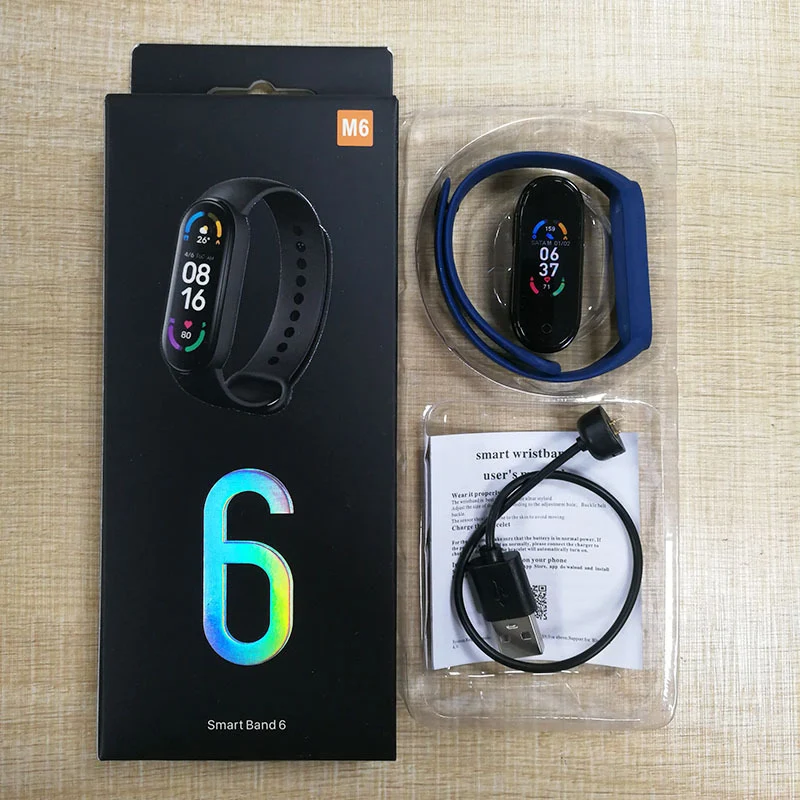 M6 Smart Bracelet Color Screen Sport Bracelet Pedometer Bluetooth Reminder and Heart Rate Blood Pressure Smart Watch for Fitness 