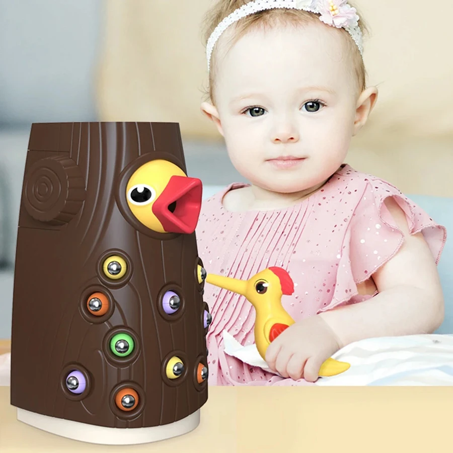 Children' s Toys Of Woodpecker Insect Catching Game Toy, Early Education Magnetic Fishing Toys for Children Kids Gifts 2