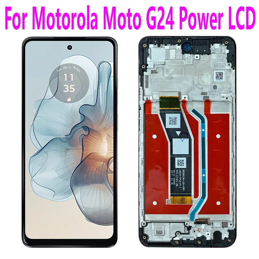 

ЖК-дисплей 6,56 "для Motorola Moto G24 Power, сенсорная панель, дигитайзер в сборе, замена экрана для Moto G24 Power с рамкой