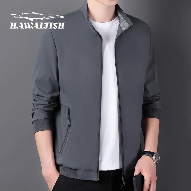 

HAWAIFISH 2022 Men's Jackets Stand Collar Business Jacket Cotton Coat Middle-aged And Elderly Slim Fit Casual Outerwear