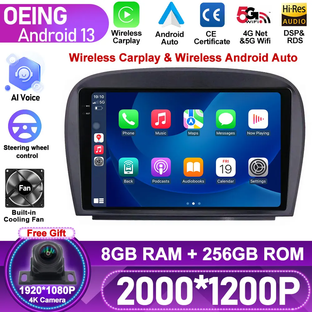 Autoradio Android Per Mercedes Sl R230 Sl350 Sl500 Sl55 Sl600 Sl65 2001 - 2007 Video Lettore Multimediale Navigazione Gps Autoradio