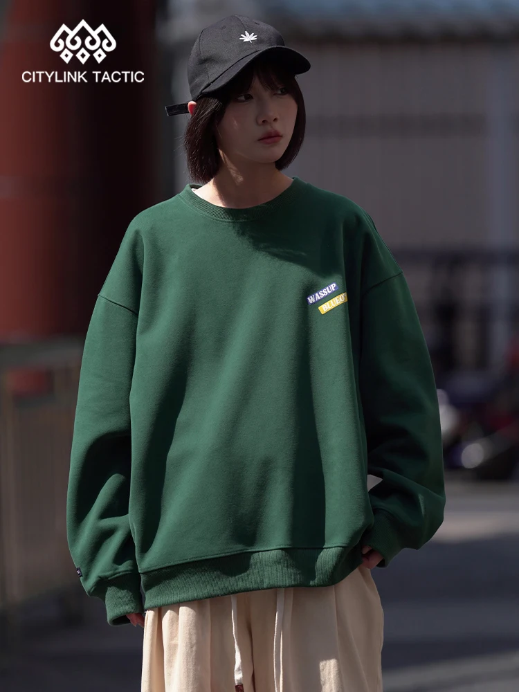 

Wassup Blueo Co фирменный 320 г запоминающий хлопок новый свободный модный топ весенний свитер с круглым вырезом для мужчин и женщин