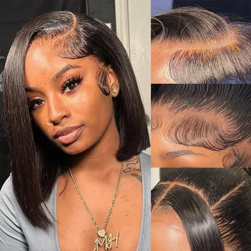Ready To Wear Glueless Bob Straight Wig 4X4 5X5 Short Bob No HD Lace Frontal Wig Closure Black Wigs For Women 3
