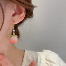  2022 Korean New Exquisite Tulip Flower Earrings Fashion Temperament Versatile Simple Earrings Elegant Women Jewelry 