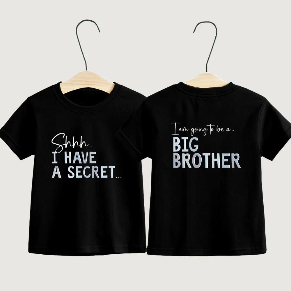 تي شيرت بيج براذر بطبعة 'لقد حصلت على سر'، هدية إعلان الحمل للتحول إلى بيج براذر، تي شيرت للأطفال بطبعة 'سأصبح بيج براذر'