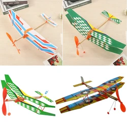Rubber Band Powered Foam Biplane Glider - DIY Educational Outdoor Toy (1PC Color Random)