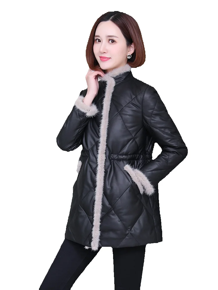 

Genuine Leather Down Sheepskin Women's Long Style New Fashionable Loose Fitting Mink Fur Jacket