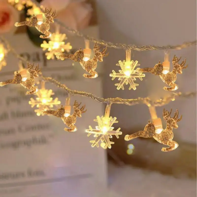Christmas Decorations 3M Christmas Lights Snowflake String Lights Fairy LED Lamp For Home New Year Tree Garden