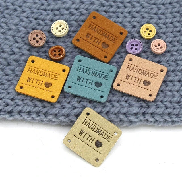 20Pcs Fiber Leather Tags For Handmade With Love Labels For Clothes Sew  Label Hand Made Tag For Hats Knitted Garment Accessories - AliExpress