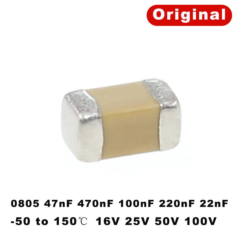 

20PCS -50 to 150℃ 0805 Chip capacitor 100nF 22NF 47NF 220NF 470NF 0.1uF 0.22uF 0.47uF 25v 50v 100vHigh temperature resistance