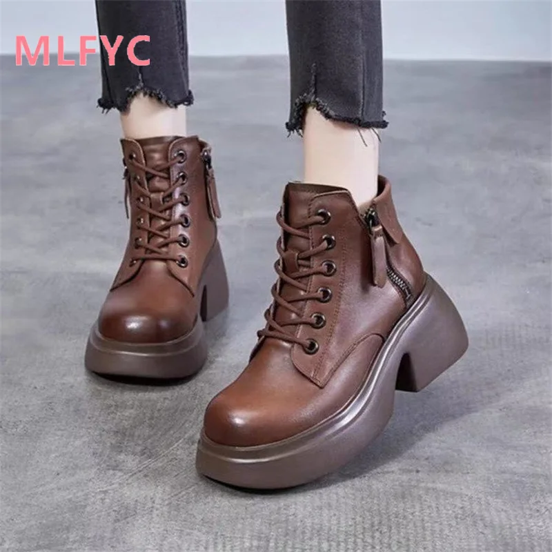 Winter New Thick Sole Boots for Women Fashion Versatile Retro Thick Heel Mid Sleeve Short Boots for female Casual Simple Boots