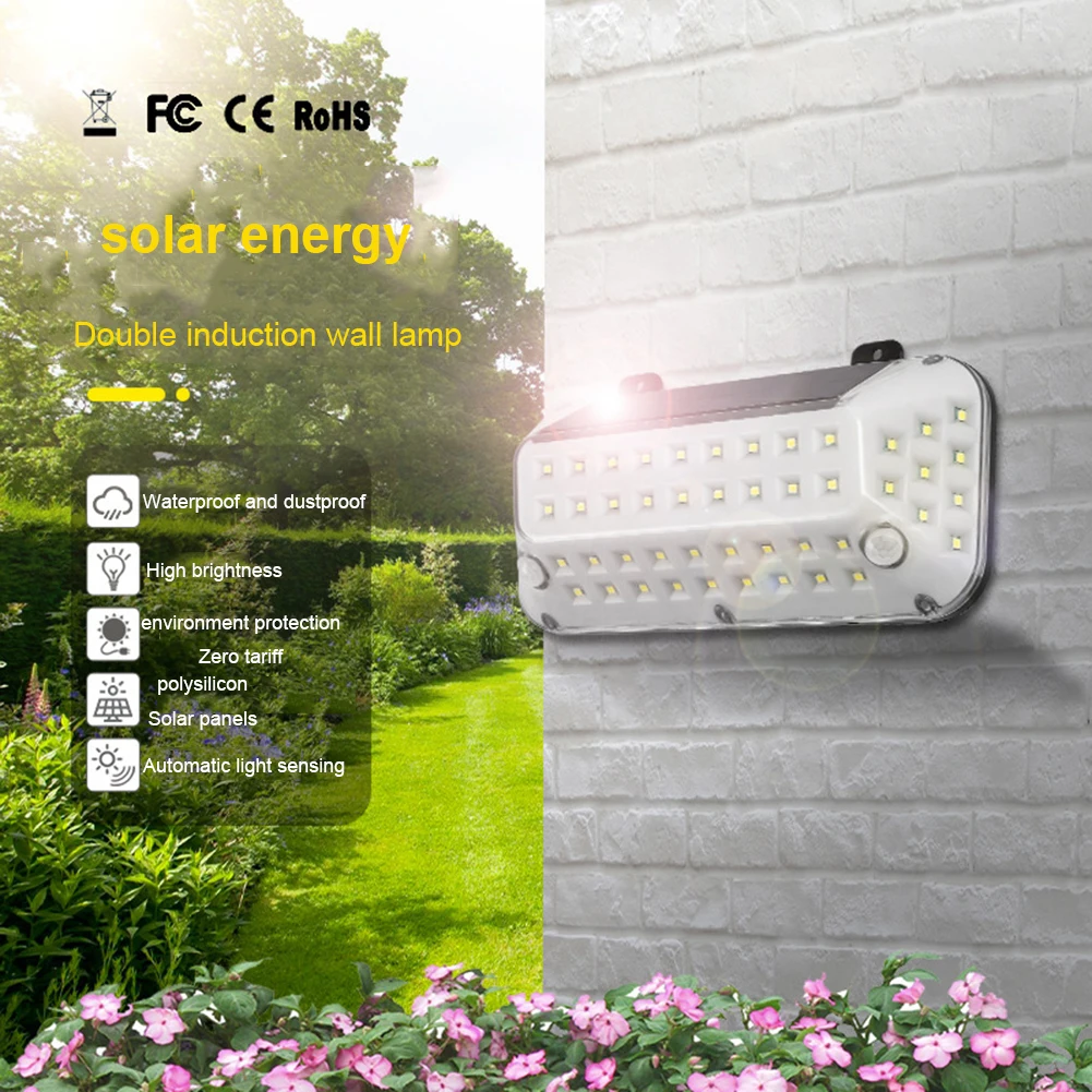 

54LED Solar Powered Wall Lights Outdoor Human Body Motion Sensor Garden Park Street Lighting Solar Outdoor Lighting